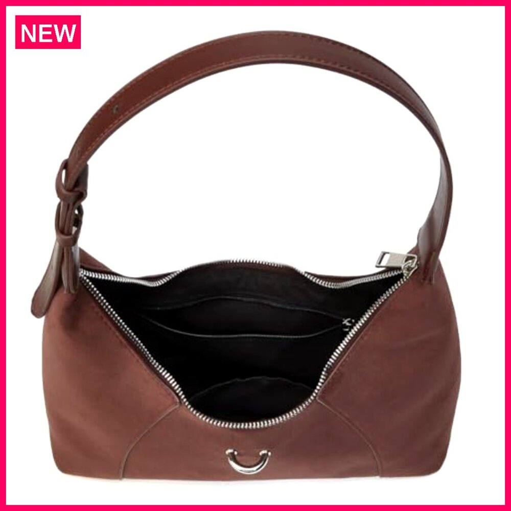 Vintage Faux Suede Shoulder Bag Crossbody Tote Purse Satchel - Picture 6 of 8